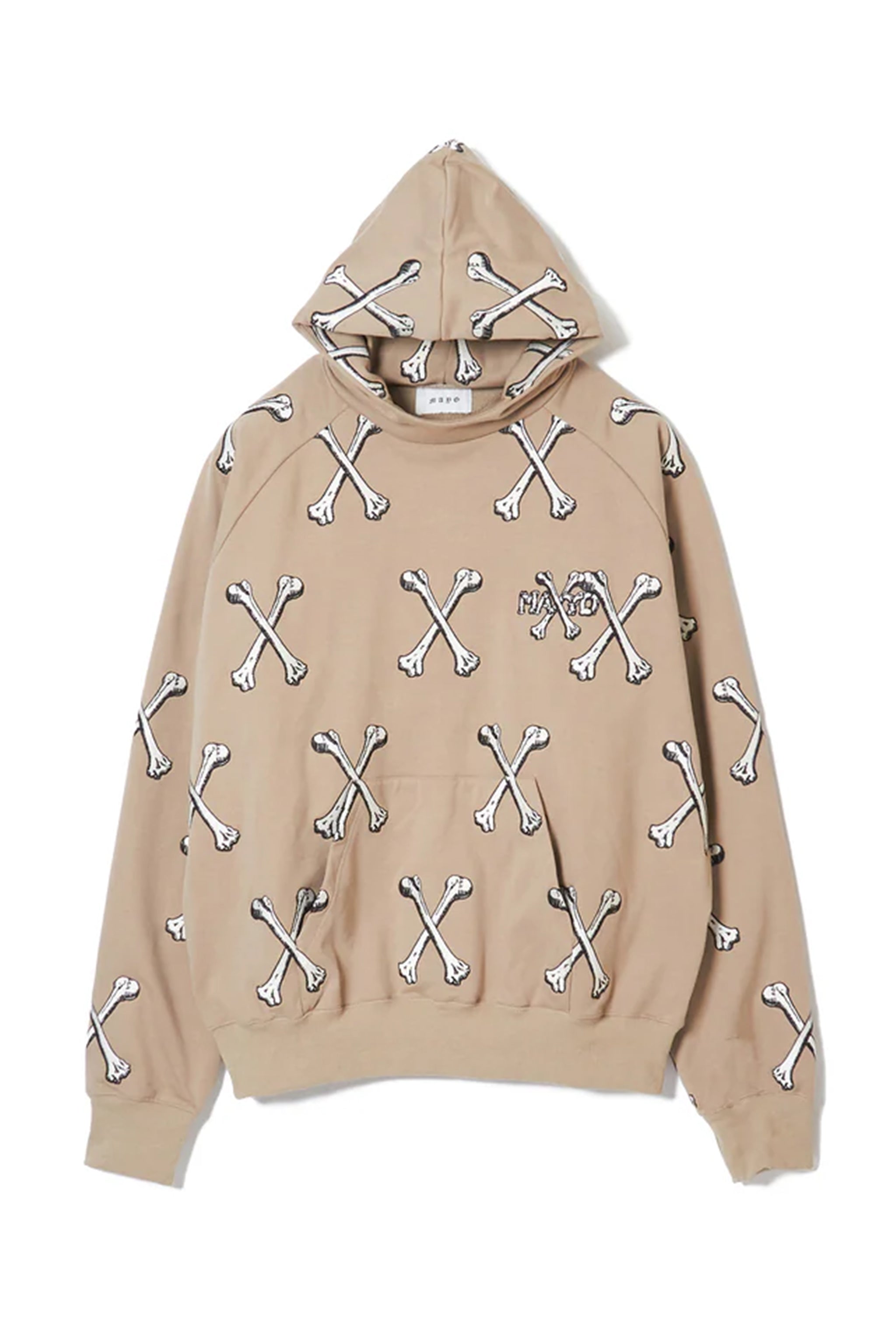 MAYO】MAYO CROSS BONES Embroidery Hoodie - BEIGE