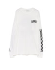 Checkered Flag Rip Long Sleeve Tee - WHITE