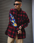 MARIA FIRE EMBROIDERY CHECK SHIRT