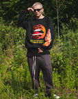 FLAME LIP EMBROIDERY CREW NECK SWEAT