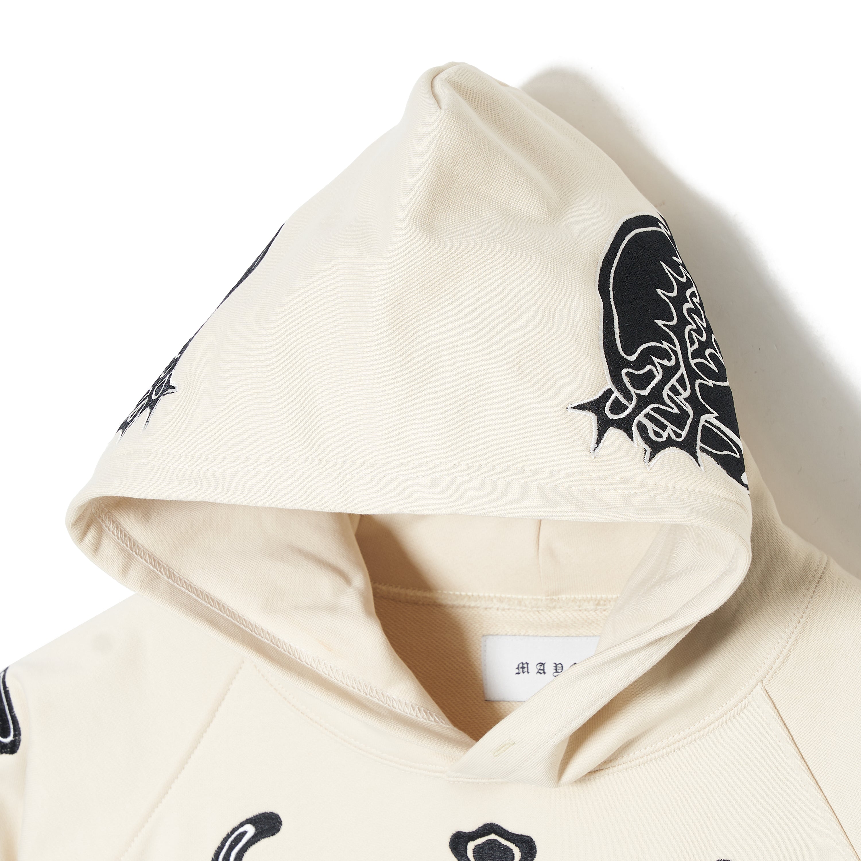 MAYO BONES Embroidery Hoodie - OFF WHITE