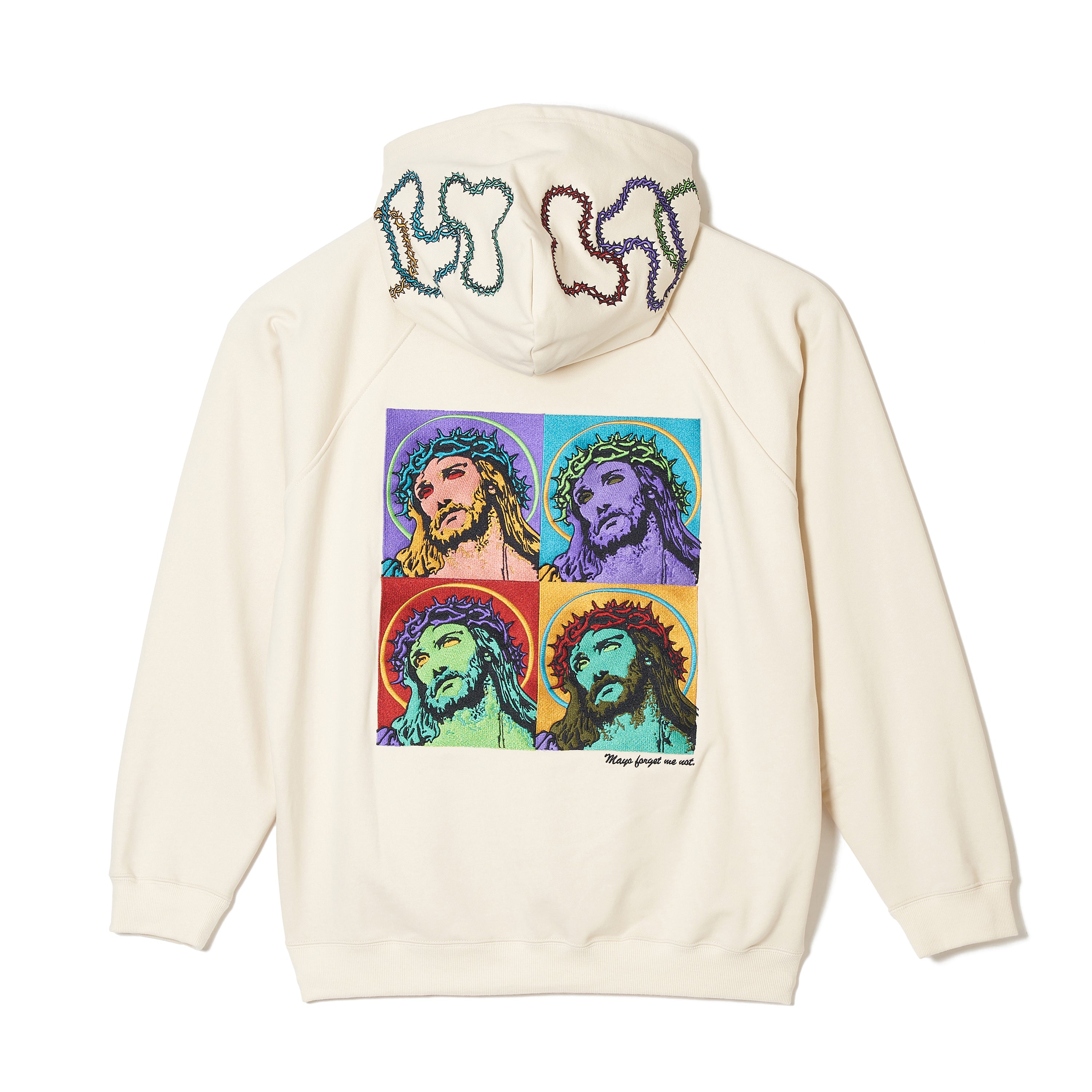 MAYO JESUS Embroidery Half zip Hoodie - OFF WHITE