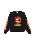 FLAME LIP EMBROIDERY CREW NECK SWEAT