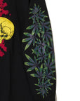 SKULL WEED EMBROIDERY & PRINT RHINE STONE LONG SLEEVE TEE