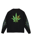SKULL WEED EMBROIDERY & PRINT RHINE STONE LONG SLEEVE TEE