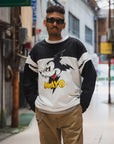 ELECTRICAL MOUSE EMBROIDERY FOOTBALL LONG SLEEVE TEE