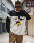 ELECTRICAL MOUSE EMBROIDERY FOOTBALL LONG SLEEVE TEE