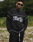 CROSS BONE EMBROIDERY CREW NECK SWEAT