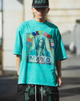 MARIA EMBROIDERY & PRINT RHINE STONE SHORT SLEEVE TEE