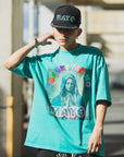MARIA EMBROIDERY & PRINT RHINE STONE SHORT SLEEVE TEE