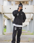 FIRE IRON CROSS EMBROIDERY NYLON PANTS
