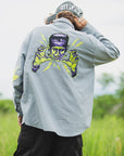 THUNDER FRANKEN EMBROIDERY LONG SLEEVED BUTTON-DOWN SHIRT