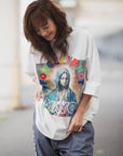 MARIA EMBROIDERY & PRINT RHINE STONE SHORT SLEEVE TEE