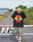 SKULL WEED EMBROIDERY & PRINT RHINE STONE LONG SLEEVE TEE
