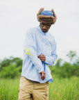 THUNDER FRANKEN EMBROIDERY LONG SLEEVED BUTTON-DOWN SHIRT