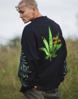 SKULL WEED EMBROIDERY & PRINT RHINE STONE LONG SLEEVE TEE