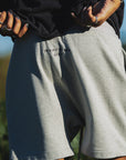 PLAIN EMBROIDERY SWEAT SHORTS