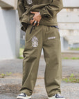 FIRE IRON CROSS EMBROIDERY NYLON PANTS