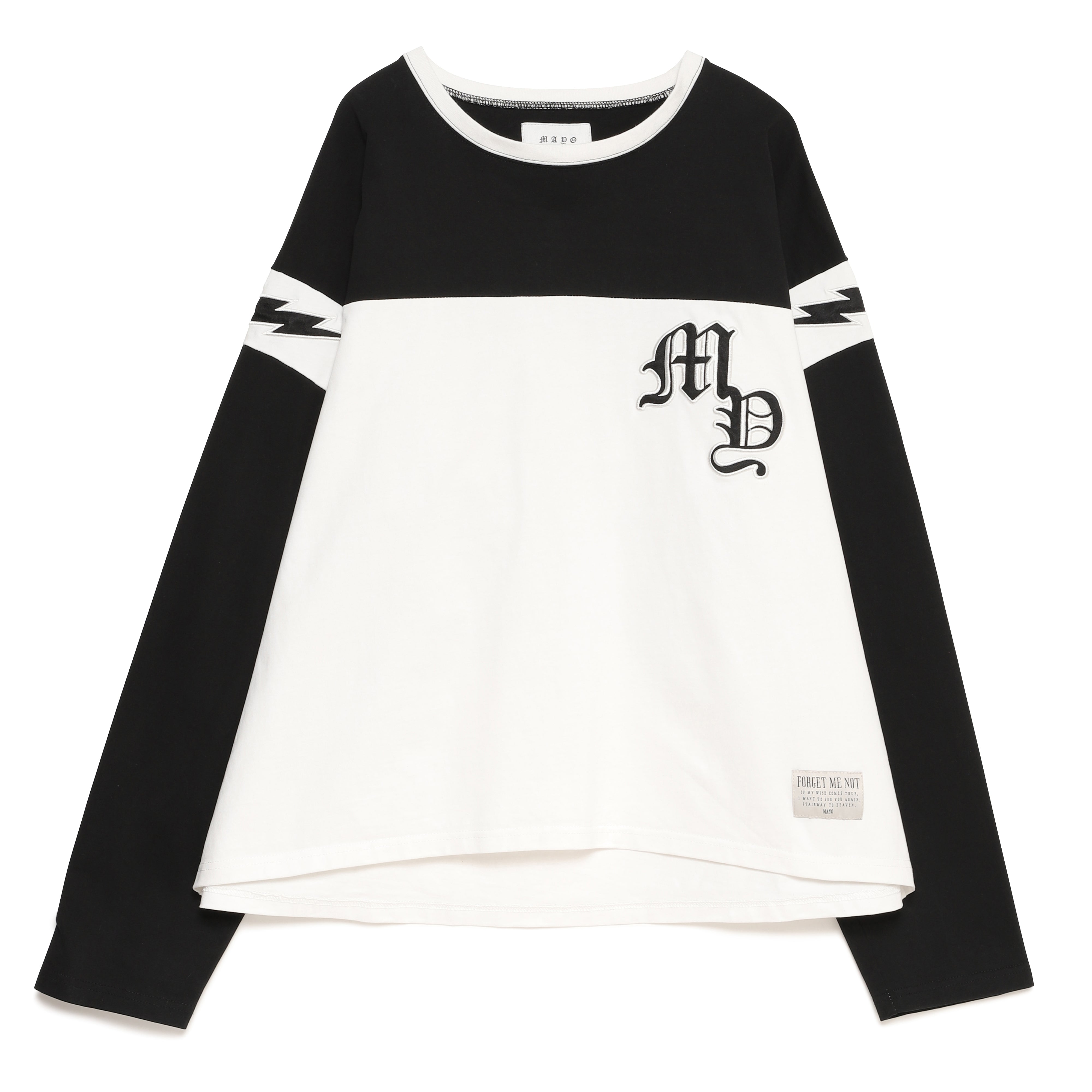 MAYO Thunder Embroidery Football Long Sleeve Tee - WHITE / BLACK