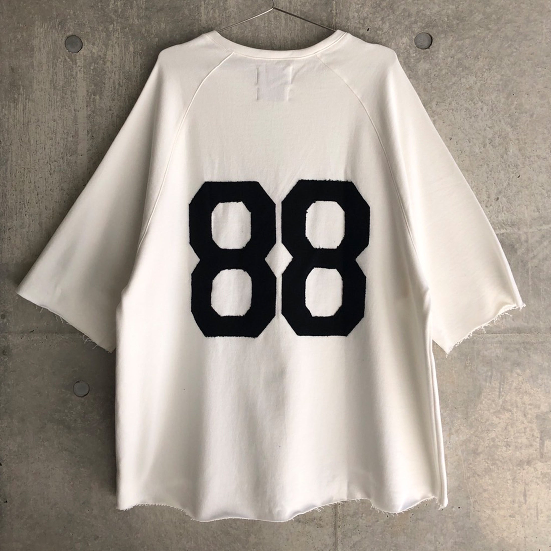 numbering patchwork raglan sweat cut sew - WHITE – MAYO