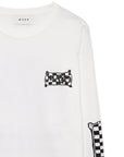 Checkered Flag Rip Long Sleeve Tee - WHITE
