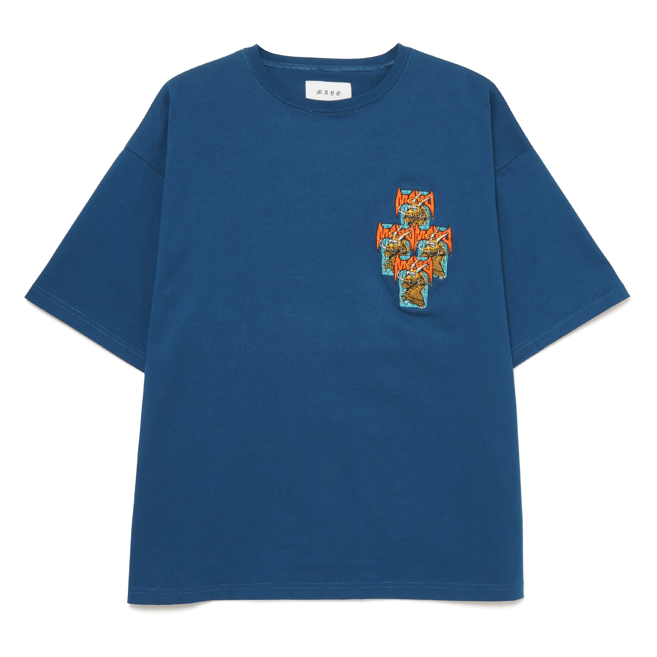 MAYO Dragon Embroidery Short Sleeve Tee - NAVY