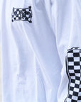 Checkered Flag Rip Long Sleeve Tee - WHITE