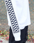 Checkered Flag Rip Long Sleeve Tee - WHITE