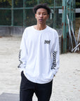 Checkered Flag Rip Long Sleeve Tee - WHITE