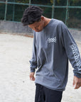 Checkered Flag Rip Long Sleeve Tee - FADE BLACK