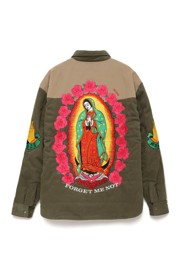 Embroidery Maria Shirt Jacket - OLIVE