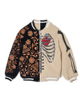 MAYO BONES Embroidery Reversible Bomber Jacket - BEIGE × BLACK