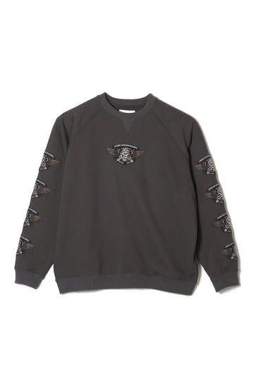 JESUS SKULL Embroidery Crew neck - GRAY