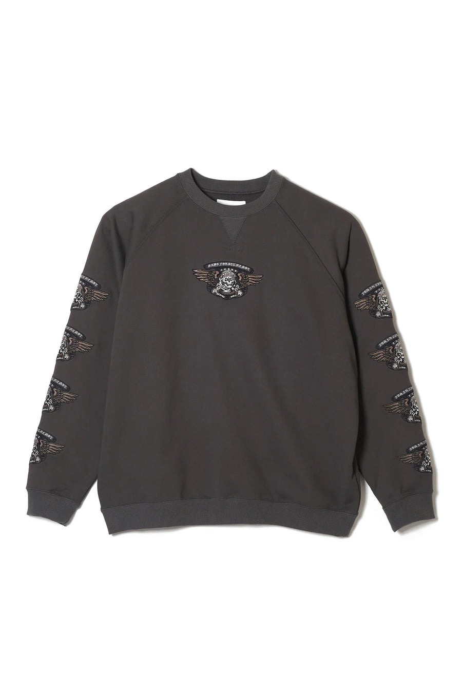 JESUS ​​SKULL Embroidery Crew neck - GRAY