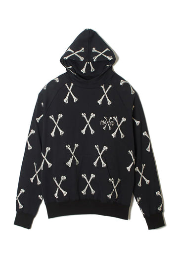 MAYO CROSS BONES Embroidery Hoodie - BLACK