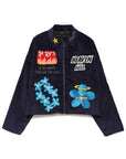 Embroidery VELOUR Harrington Jacket - NAVY