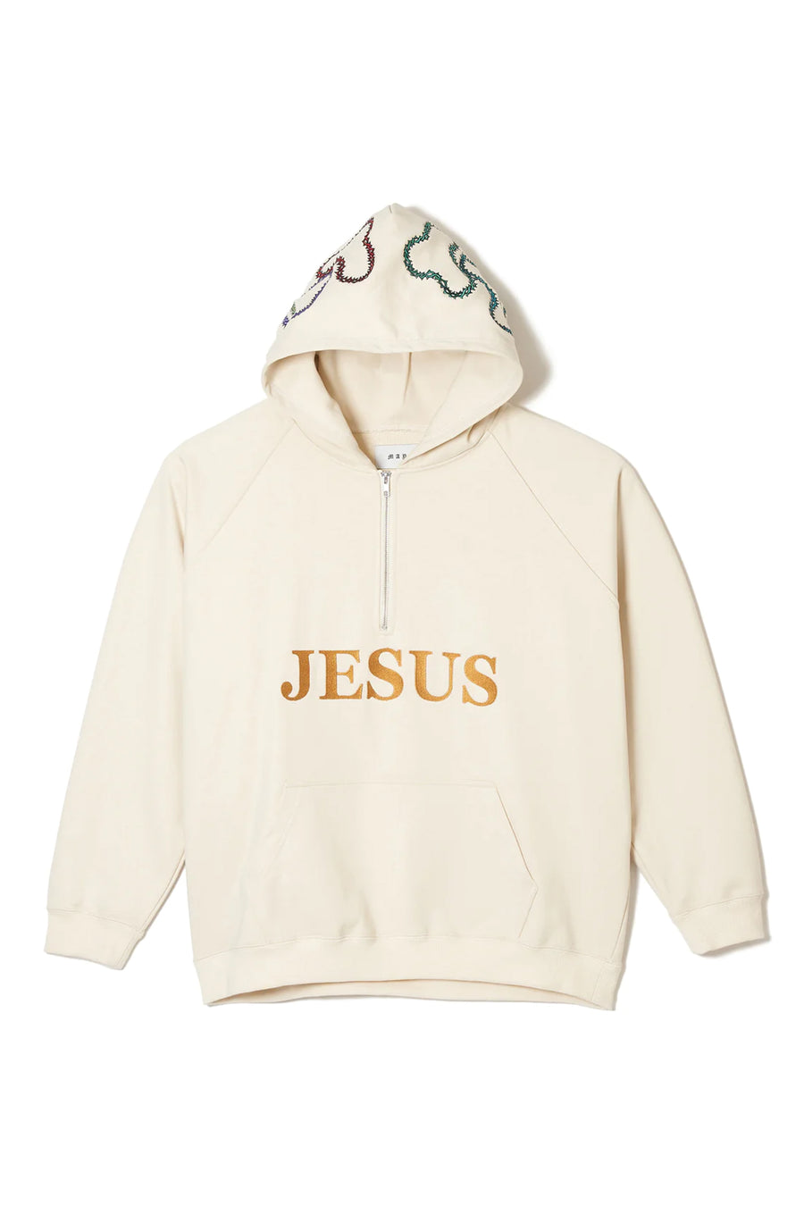 MAYO JESUS ​​Embroidery Half zip Hoodie - OFF WHITE