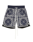 MAYO Paisley Embroidery Shorts - BLUE