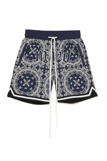 MAYO Paisley Embroidery Shorts - BLUE