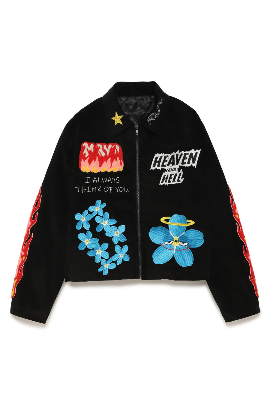 Embroidery Souvenir Harrington Jacket - BLACK