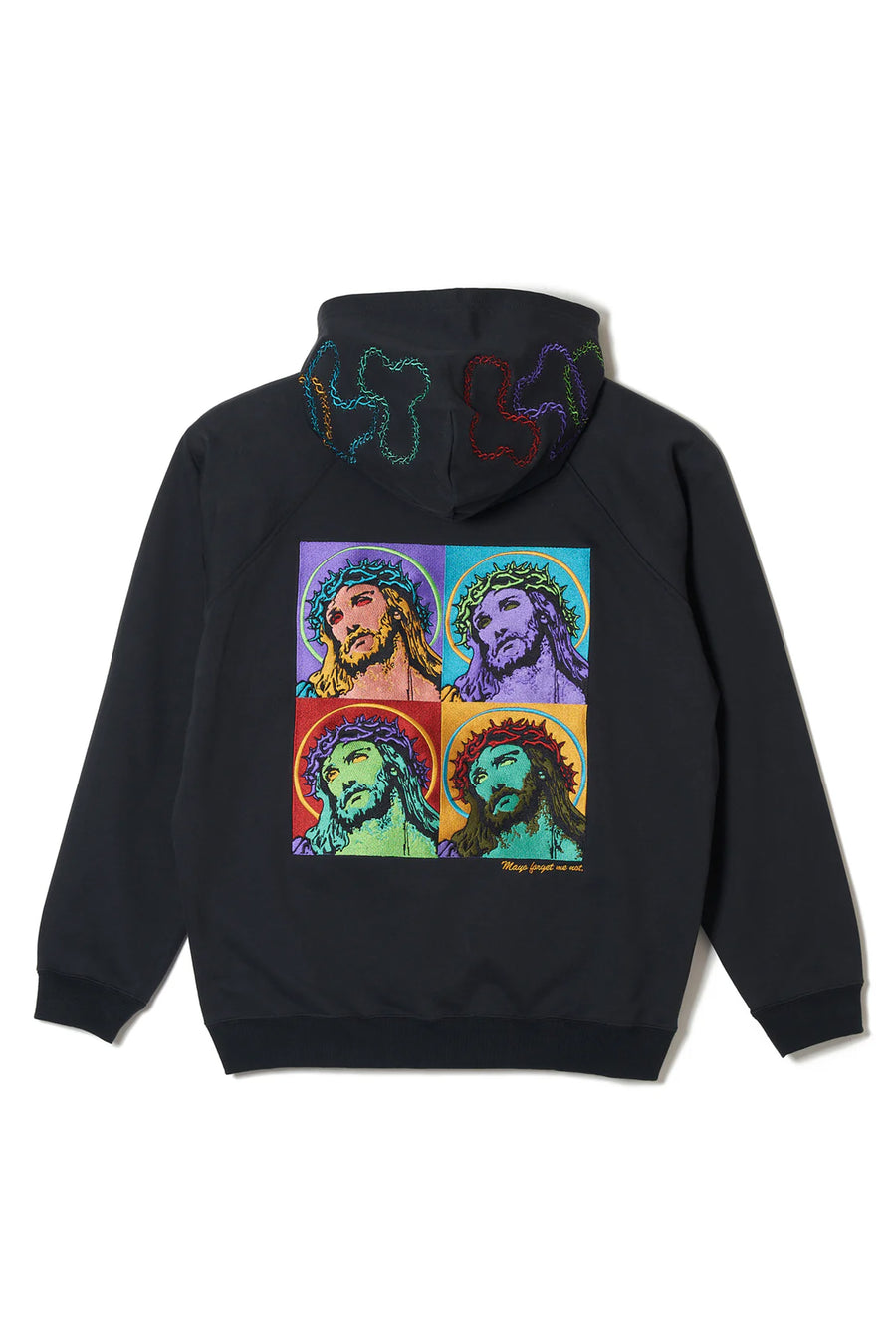 MAYO JESUS ​​Embroidery Half zip Hoodie - BLACK