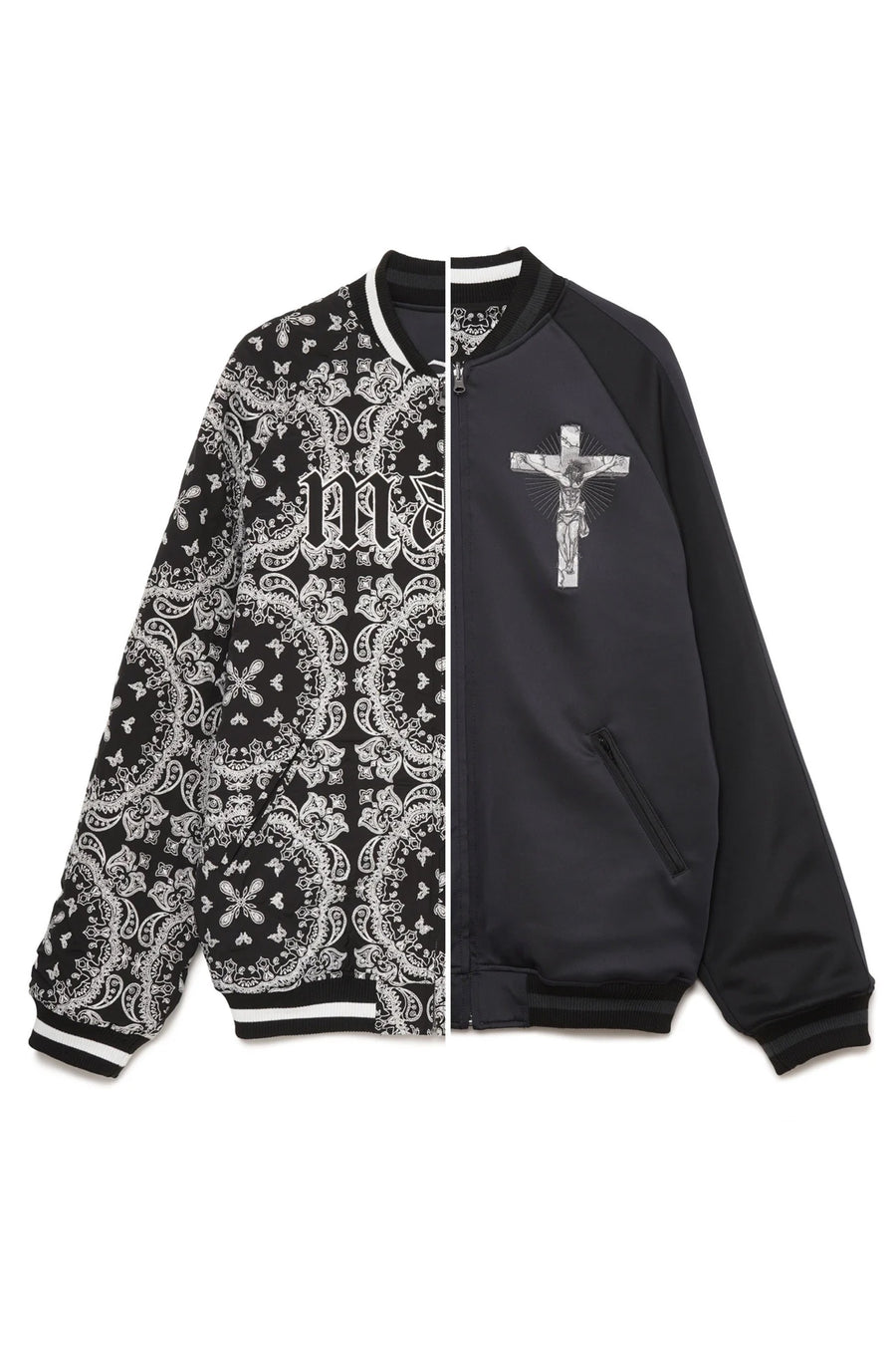 JESUS ​​MAYO Paisley Embroidery Reversible Souvenir Track Jacket - GRAY×BLACK