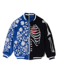 MAYO BONES Embroidery Reversible Bomber Jacket - BLACK × BLUE