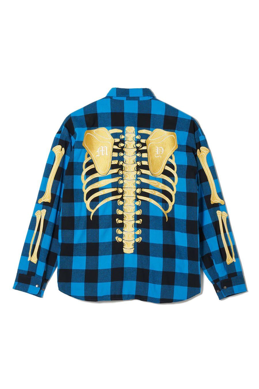 MAYO BONES Embroidery Check Shirt - BLUE