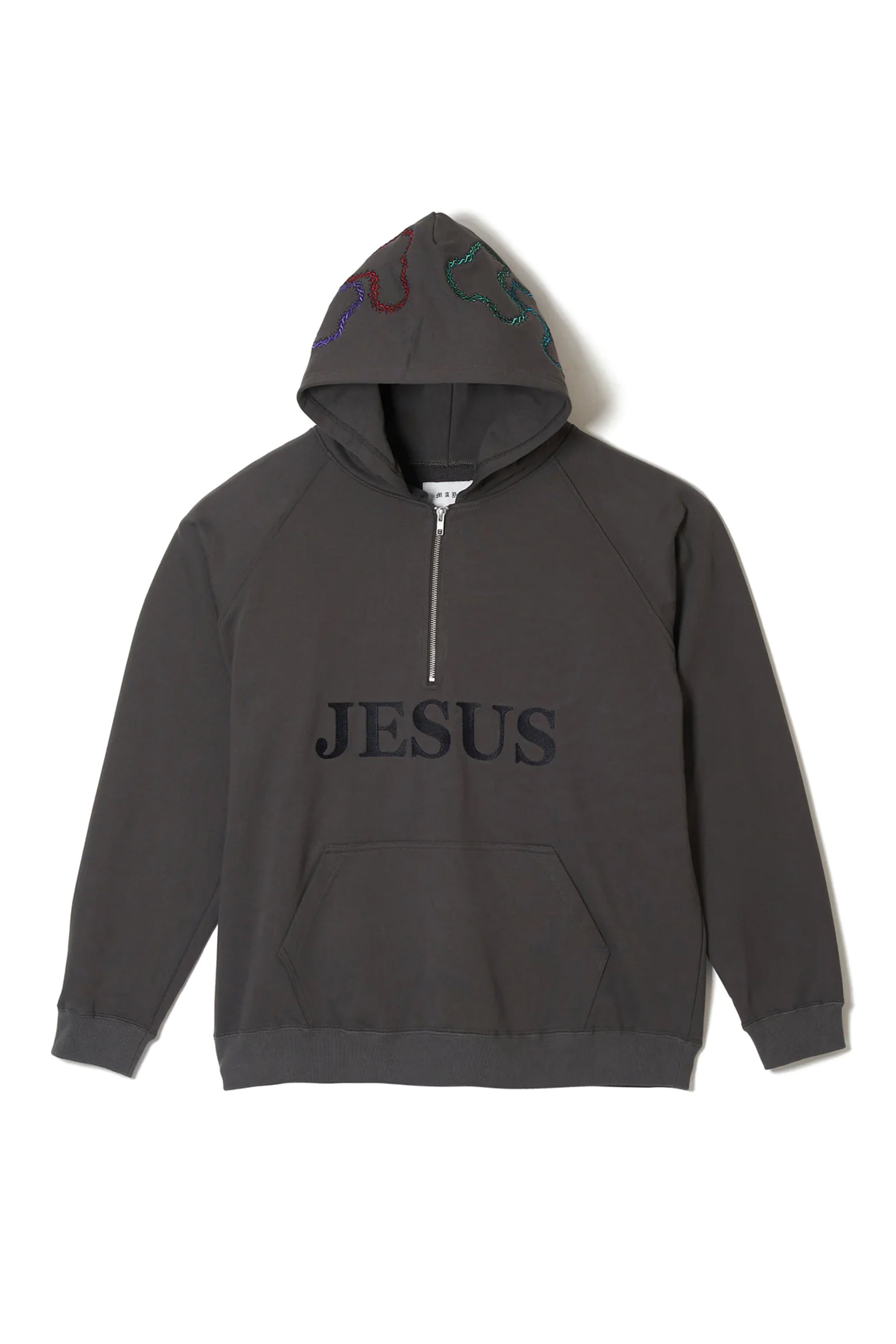 MAYO JESUS Embroidery Half zip Hoodie - GRAY