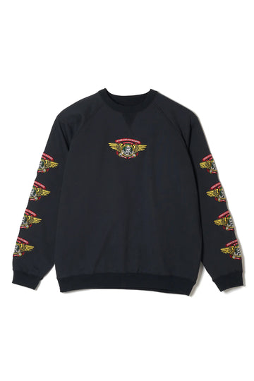 JESUS ​​SKULL Embroidery Crew neck - BLACK