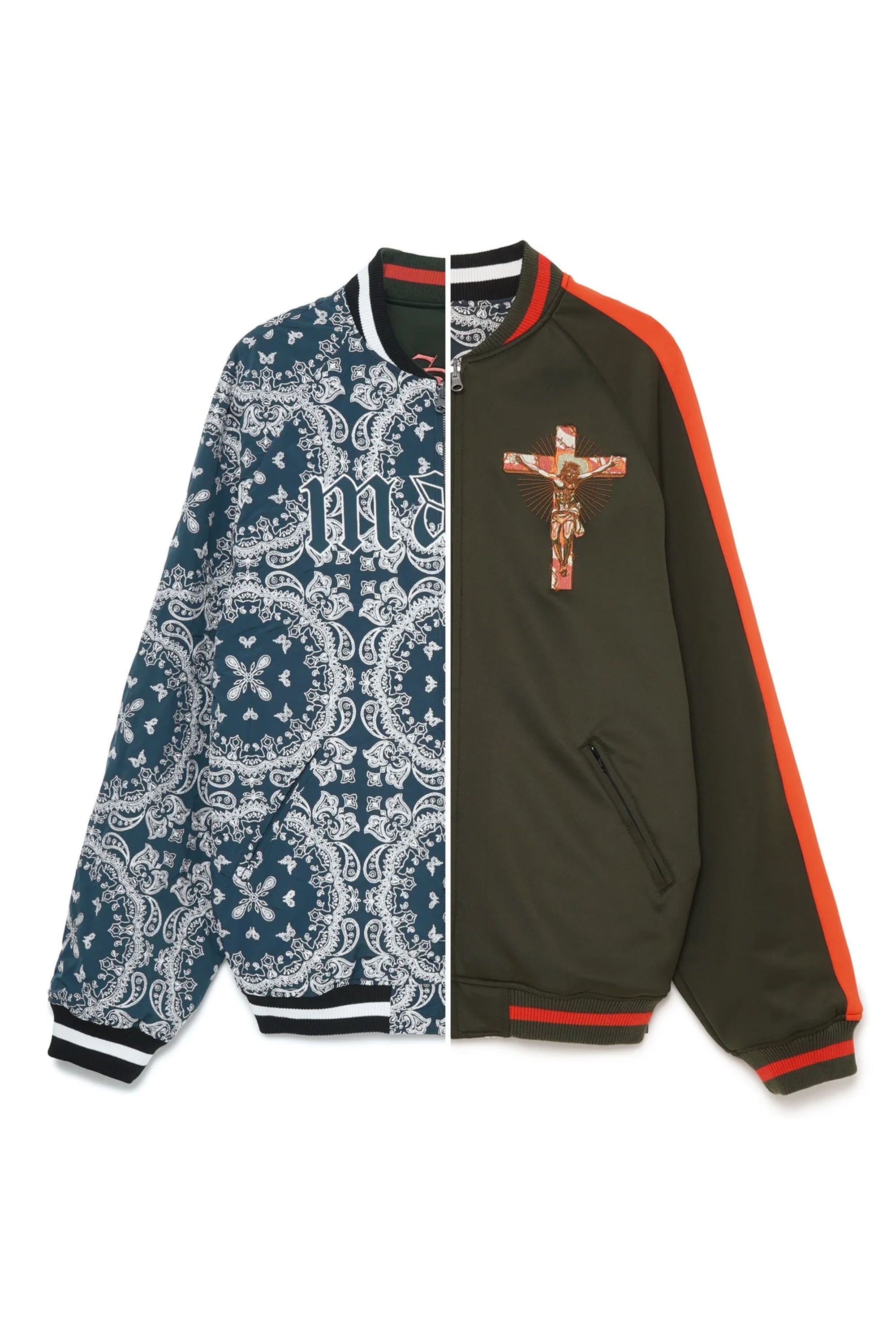 JESUS MAYO Paisley Embroidery Reversible Nylon Track Jacket