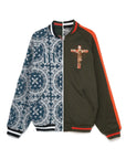 JESUS MAYO Paisley Embroidery Reversible Nylon Track Jacket - OLIVE×ORANGE