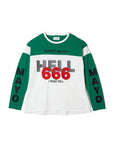 MAYO HELL & HEAVEN Embroidery Football Long Sleeve Tee - GREEN