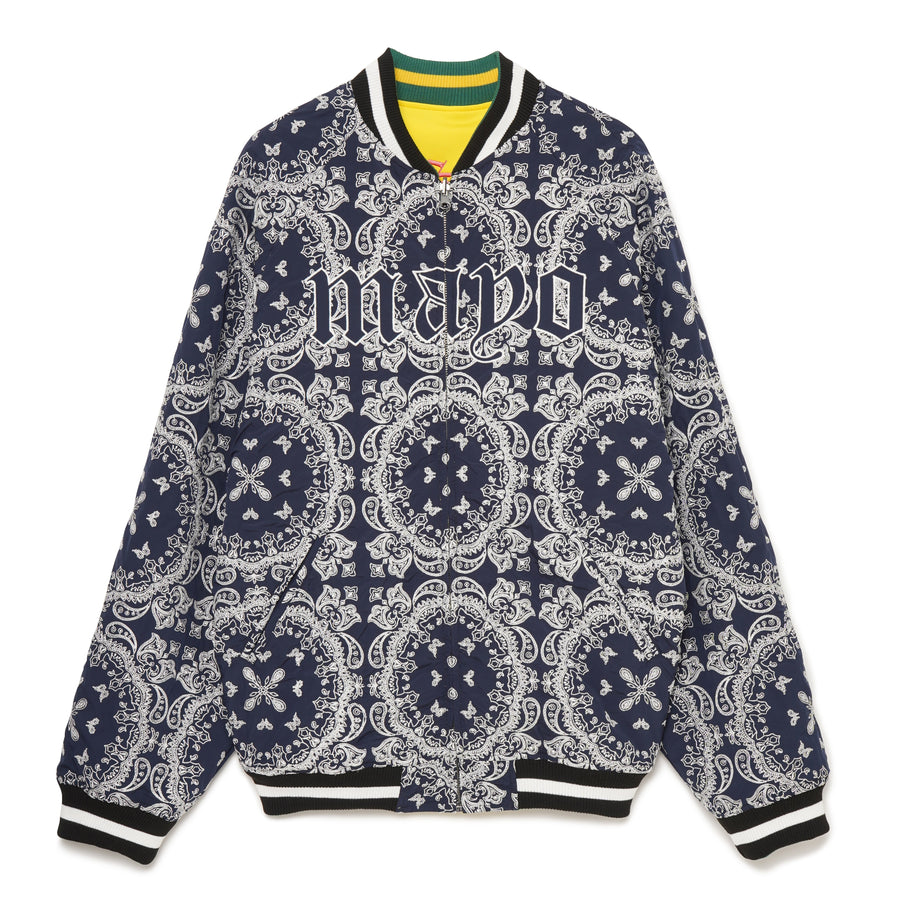 JESUS MAYO Paisley Embroidery Reversible Nylon Track Jacket - YELLOW×GREEN